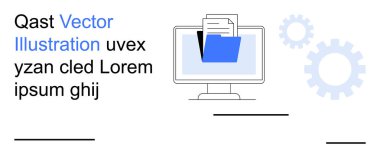 Veri organizasyonu, iş akışı otomasyonu, teknoloji entegrasyonu, verimlilik, dijital iş araçları, yazılım mühendisliği. İçinde belgeler ve vites simgeleri olan bir bilgisayar ekranı. Veri