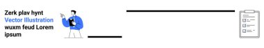 İş planlaması, organizasyon, teknoloji, görev yönetimi, dijital araçlar, iş akışı. Kontrol listesinin yanındaki metni gösteren erkek karakter. Bir iş akışı ortamında iş planlaması ve organizasyon