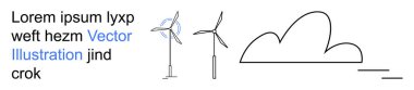 Yenilenebilir enerji, sürdürülebilirlik, çevre dostu tasarım, yeşil güç, temiz teknoloji, minimalist çevre. Bulut ve soyut metnin yanında basit rüzgar türbinleri. Yenilenebilir enerji
