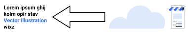 Kara ok mavi bir bulutu ve vitrin tasarımlı bir belgeyi işaret ediyor. Bulut hesaplama, veri depolama, dosya paylaşımı, çevrimiçi hizmetler, SaaS platformları, iş araçları, basit iniş sayfası için ideal