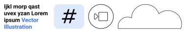 Bulut şekli, kutuda meta veri etiketi, video kamera simgesi ve yer tutucu metin. İletişim, sosyal medya, bulut hesaplama, dijital strateji, video oluşturma teknolojisi basit iniş sayfası için ideal