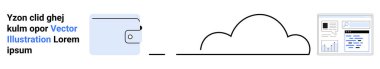 Bulut deposu, dijital cüzdanlar, veri yönetimi, sanal bağlantılar, fintech sistemleri, iş analizleri. Cüzdan ve veri torpidosunu birbirine bağlayan bir bulut. Bulut depolama ve dijital cüzdan kavramı