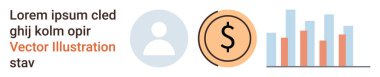 İş analizi, finansal büyüme, kullanıcı verileri, ekonomik strateji, kar ölçümü, analitik. Bir dolar simgesi, kullanıcı profili ve çubuk grafiği. Finansal büyüme ve kullanıcı veri görselleştirme kavramı