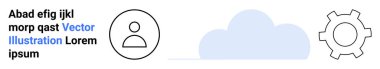 Profil simgesi, mavi bulut ve kullanıcı ayarları için teçhizat. Teknoloji, dijital hizmetler, hesap yönetimi, veri depolama, bulut çözümleri, bilişim araçları için ideal basit iniş sayfası