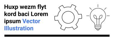 Temiz bir yerleşim üzerine kurulmuş vites ve ampuller yenilik, süreç ve fikirleri akla getiriyor. Teknoloji, yaratıcılık, takım çalışması, beyin fırtınası, girişimler, mühendislik ve basit bir iniş sayfası için ideal