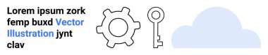Bulut bilgisayarı, siber güvenlik, veri depolama, güvenlik şifrelemesi, teknoloji yönetimi, yenilik. Vites, anahtar ve bulut simgeleri görsel olarak sıralanmış. Bulut hesaplama ve siber güvenlik kavramı