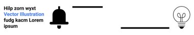 Uyarı, fikir üretimi, minimalizm, yaratıcılık, ilham, iletişim. Siyah bir çan ikonu ve temiz çizgileri olan bir ampul. Bildirim uyarıları ve fikir oluşturma kavramları