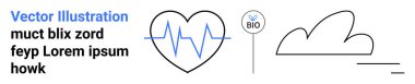 Sağlık, sürdürülebilirlik, çevre, sağlık, organik ürünler, minimalist tasarım. Kalp atışı çizgisi olan bir kalp, organik bio-etiket bulutu ve çizgisi. Sağlık ve sürdürülebilirlik kavramı