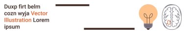 Yaratıcılık, problem çözme, yenilik, verimlilik, bilgi, eğitim. Bir ampul ve bir beyin çizimi yan yana. Çizilmiş yaratıcılık ve problem çözme kavramları