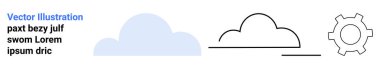 Mavi bulut ikonu, soyut bulut çizgisi ve vites sembolü. Teknoloji, üretkenlik, bulut depolama, iş akışı, yenilik, işbirliği için ideal basit iniş sayfası