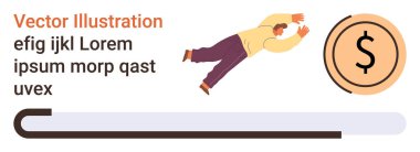 Finans yönetimi, ekonomik büyüme, başarı ölçümü, kişisel zorluklar, bütçe planlaması, yatırım planlaması. Adam ilerleme çubuğuyla bir dolar bulmaya çalışıyor. Mali yönetim ve ekonomi