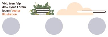 Eğitim, tasarım projeleri, yaratıcı planlar, dekoratif unsurlar, minimalizm, modern markalaşma. Yeşil yapraklı, bulutlu ve daireli kitaplar. Eğitim ve tasarım projeleri kavramı