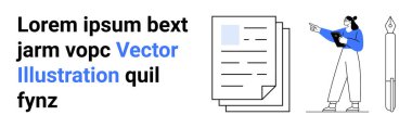 Elinde bir dosya tutan kadın, belgeleri analiz eden, belge yığını ve kalemin yanındaki. Sunumlar, organizasyon, eğitim, iş akışı, takım çalışması, üretkenlik için ideal basit iniş sayfası