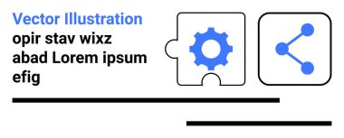 İşbirliği, teknoloji, ağ oluşturma, yenilik, problem çözme, sistem entegrasyonu. Bir dişli bulmaca parçası ve mavi ağ bağlantı sembolü. İşbirliği ve teknoloji kavramı