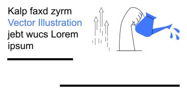 Büyüme, üretkenlik, ilerleme, yetiştirme fikirleri, tasarım ilhamı, kavramsal iletişim. Sulama kutusundan yukarı bakan oklarla su dökerek. Büyüme ve üretkenlik sembolizmi