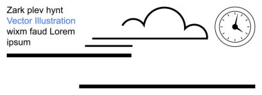 Zaman yönetimi, verimlilik, grafik tasarım, iletişim, şablonlar, markalaşma. Minimalist bulut, saat ve metin tutucularla dolu satırlar. Zaman yönetimi ve üretkenlik tasarımı kavramı