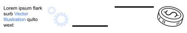 İş operasyonları, ekonomik işlemler, finansal akış, süreç optimizasyonu, dijital ekonomi, nakit akışı. Vitesler ve madeni para ikonu birbirine bağlanmış. Mali akış ve ekonomik işlemler kavramları