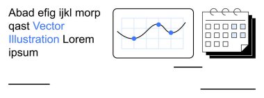 Veri takibi, proje planlaması, verimlilik araçları, zamanlama, iş analizleri, iş akışı organizasyonu. Veri noktaları ve takvim çizelgesi olan bir grafik. Veri izleme ve zamanlama kavramı
