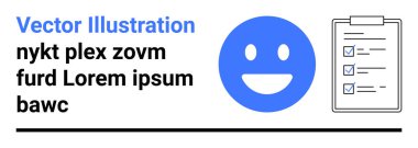 Hedef belirleme, görev yönetimi, iş verimliliği, farkındalık, başarı takibi, pozitiflik. Kontrol listesi olan mutlu bir yüz. Hedef ayarlama ve görev yönetimi