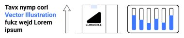 Yukarı ok, ticaret için etiketlenmiş kutu, ve büyüme, analitik ve gelişimi temsil eden kısmen dolu bölümlerle ilerleme çubuğu. İş için ideal, veri analizi, e-ticaret, lojistik