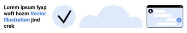 Veri doğrulama, bulut hizmetleri, kullanıcı doğrulaması, arayüz tasarımı, çevrimiçi güvenlik, kimlik doğrulama. Bir kontrol işareti, bir bulut şekli ve bir kullanıcı giriş arayüzü. Veri doğrulama ve bulut