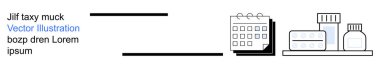 Sağlık planlaması, zaman yönetimi, ilaç hatırlatıcıları, eczane organizasyonu, tıbbi programlar, sağlık tutarlılığı. Minimalist tasarım bir takvim ve ilaç şişeleri. Sağlık Planlaması