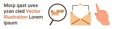 E-posta yönetimi, online iletişim, dijital arama, mesajlar, posta kutusu organizasyonu, iş yazışmaları. Büyüteç, el işaretli zarf. E- posta yönetimi ve çevrimiçi iletişim