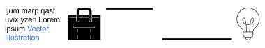 İş stratejisi, verimlilik, yenilik, yaratıcı düşünce, kariyer geliştirme, ofis işi. Minimalist siyah bir evrak çantası sembolü ve bir ampul ikonu. İş stratejisi ve üretkenlik kavramı