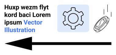 Vites sembolü, düşen para, kalın ok ve yer tutucu metin gelişimi, dinamiği ve işleyişi ifade eder. Teknoloji, mekanik, işletme finans yönlendirme işlemleri için idealdir basit iniş sayfası