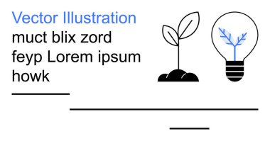 Sürdürülebilirlik, yenilik, çevre dostu tasarım, enerji verimliliği, yenilenebilir kaynaklar, çevresel büyüme. Dallanan bir ampulün yanında büyüyen bir bitki. Sürdürülebilirlik