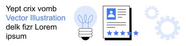 Yenilik, değerlendirme, fikir üretimi, profesyonel hizmetler, endüstri, kullanıcı deneyimi. Ampul, bir döküman ve dişlilerin kullanıcı profili. Yenilik ve değerlendirme kavramı