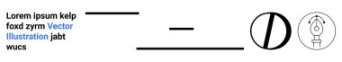 Yaratıcılık, minimalizm, grafik tasarım, eğitim, tipografi, yenilik. Siyah yatay çizgiler, bir daire ve yazılı bir lamba ana hatları. Modern tasarım kavramlarında yaratıcılık ve minimalizm
