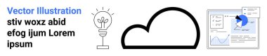 Bulut hesaplama, veri analizi, yenilik, teknoloji çözümleri, yazılım geliştirme, iş stratejisi. Ampul simgesi, bulut sembolü ve veri grafikleri. Bulut hesaplama ve veri analizi