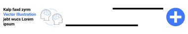 Sağlık, nöroloji, tıbbi destek, akıl sağlığı, teşhis, tedavi çözümleri. Beyin hatları ve tıbbi haç sembolü olan minimal grafik. Sağlık ve nöroloji kavramı