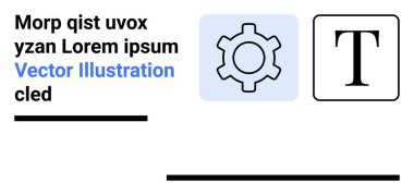 Cesur bir metin ögesinin yanında dişli simgesi. Kavramlar için ideal ayarlar, mühendislik, tipografi, düzenleme, yayıncılık, yaratıcılık, basit iniş sayfası