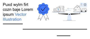 Finans, gayrimenkul, sertifika, karar verme, yatırım, zenginlik yönetimi. Sertifika kartının yanında para desteleri ve ev olan bir denge terazisi. Finans ve emlak kavramı