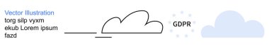 Veri gizliliği, bulut bilgisayarı, GDPR uyumu, bilgi güvenliği, veri koruması, çevrimiçi düzenlemeler. Soyut bulut ve çizgi veri akışı. GDPR uyumu ve veri gizliliği