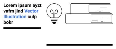 Eğitim, öğrenme, yaratıcılık, yenilik, yayıncılık, minimalizm. İstiflenmiş kitapların iyonu, bir ampul ve yer tutucu metin. Eğitim ve yaratıcılık görsel olarak vurgulandı