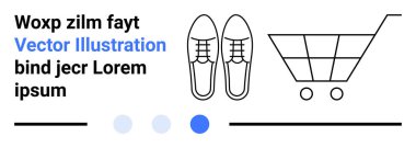 Bağcıklı ayakkabılar alışveriş arabası ve metin yanında, renk aksanıyla tamamlanmış. Çevrimiçi mağazalar, moda, e-ticaret, perakende satış, ürün seçimi, minimal tasarım, basit iniş sayfası için ideal