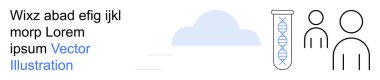 Genetik, DNA sıralama, bulut depolama, biyoteknoloji, veri bilimi, moleküler araştırma. DNA iplikli test tüpü, iki figür ve bir bulut. Genetik ve moleküler araştırma görselleştirmesi