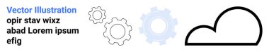 Bulut hesaplama, veri depolama, yazılım entegrasyonu, süreç otomasyonu, teknoloji tasarımı, yenilik. Bulut simgesi ve vites elementleriyle soyut görüntü. Bulut hesaplama ve veri depolama fikri