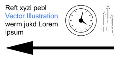 Zaman yönetimi, ilerleme ölçümü, veri analizi, hareket analizi, hız izleme, yön planlama. Saat, kalın ok dikey ok büyümesi. Zaman yönetimi ve ilerleme ölçümü