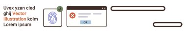 Dijital kimlik doğrulama, veri güvenliği, kimlik doğrulama, erişim kontrolü, siber güvenlik, hata önleme. Parmak izi, hata açılır tarayıcı penceresi ve işaretleme simgesi. Dijital kimlik denetimi