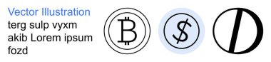 Kripto para birimi, finans, engelleme zinciri, dijital varlıklar, parasal sistemler, teknoloji. Bitcoin 'in dairesel sembolleri, dolar işareti ve soyut şekiller. Kripto para birimi ve finans