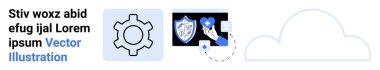Vites mekanizması, işaretli kalkan, kalp sunan el ve bulut sembolü. Teknoloji, güvenlik, sağlık, veri koruması, bulut hizmetleri ekip çalışması kavramları ve basit iniş sayfaları için ideal
