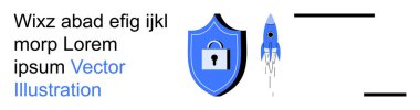 Siber güvenlik, veri koruması, güvenlik sistemleri, yenilik, başlangıç büyümesi, çevrimiçi hizmetler. Kalkanlarda kilit ve roket simgesi var. Siber güvenlik ve veri koruması