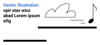 Müzik, sanat, yaratıcılık, grafik tasarım, soyut, görsel hikaye anlatımı. Beyaz arka planda temiz, minimalist tarzda bir bulutla eşleştirilmiş bir müzik notası. Müzik ve sanat konsepti