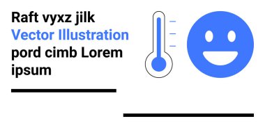 Sağlık kontrolü, sağlık kontrolü, ruh hali kontrolü, sıcaklık kontrolü, dijital arayüz, sağlık sigortası. Termometre göstergesi olan mavi mutlu yüz. Sağlık İzleme ve Sağlık