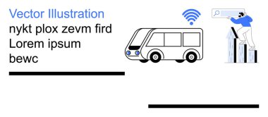 Akıllı şehirler, toplu taşıma, veri analizi, bağlantı, dijital dönüşüm, kablosuz teknoloji. Kablosuz donanımlı araç ve veri taraması yapan kişi. Akıllı şehirler ve halk