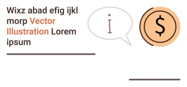 Finansal hizmetler, iş tavsiyeleri, ekonomik tavsiyeler, eğitim materyalleri, pazarlama içeriği, sunumlar. I simgesi ve dolar sembolü olan konuşma balonu. Finansal hizmetler ve iş tavsiyeleri